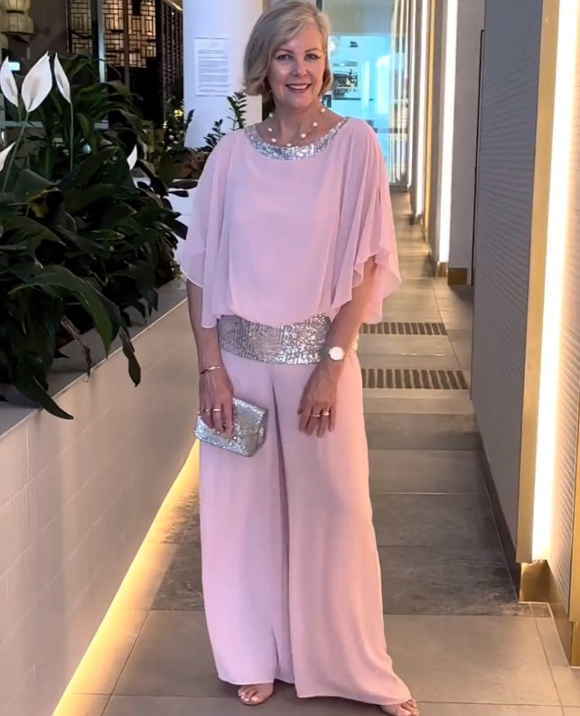 🌸Novo conjunto elegante de duas peças com glitter e cores bloqueadas