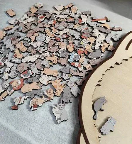 🎁Promoção de Natal 49% DE DESCONTO🎅Quebra-cabeça de madeira em forma de gato com 135 peças nas cores Morandi