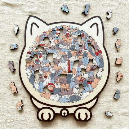 🎁Promoção de Natal 49% DE DESCONTO🎅Quebra-cabeça de madeira em forma de gato com 135 peças nas cores Morandi