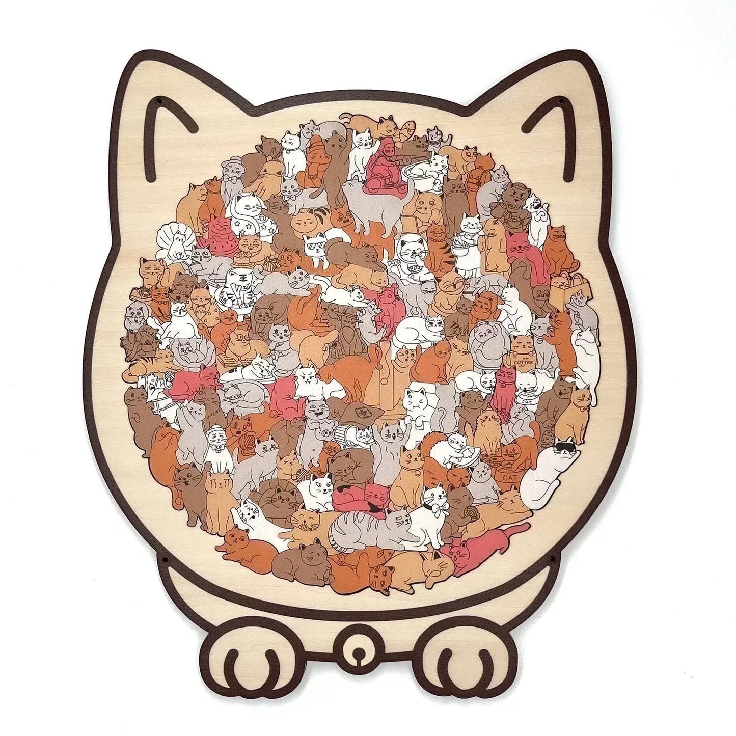 🎁Promoção de Natal 49% DE DESCONTO🎅Quebra-cabeça de madeira em forma de gato com 135 peças nas cores Morandi