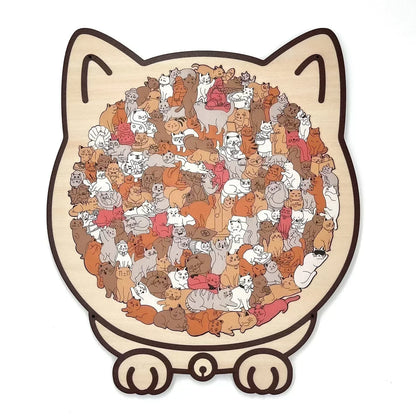 🎁Promoção de Natal 49% DE DESCONTO🎅Quebra-cabeça de madeira em forma de gato com 135 peças nas cores Morandi