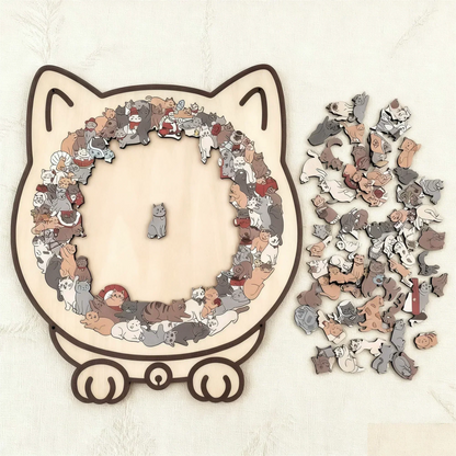 🎁Promoção de Natal 49% DE DESCONTO🎅Quebra-cabeça de madeira em forma de gato com 135 peças nas cores Morandi