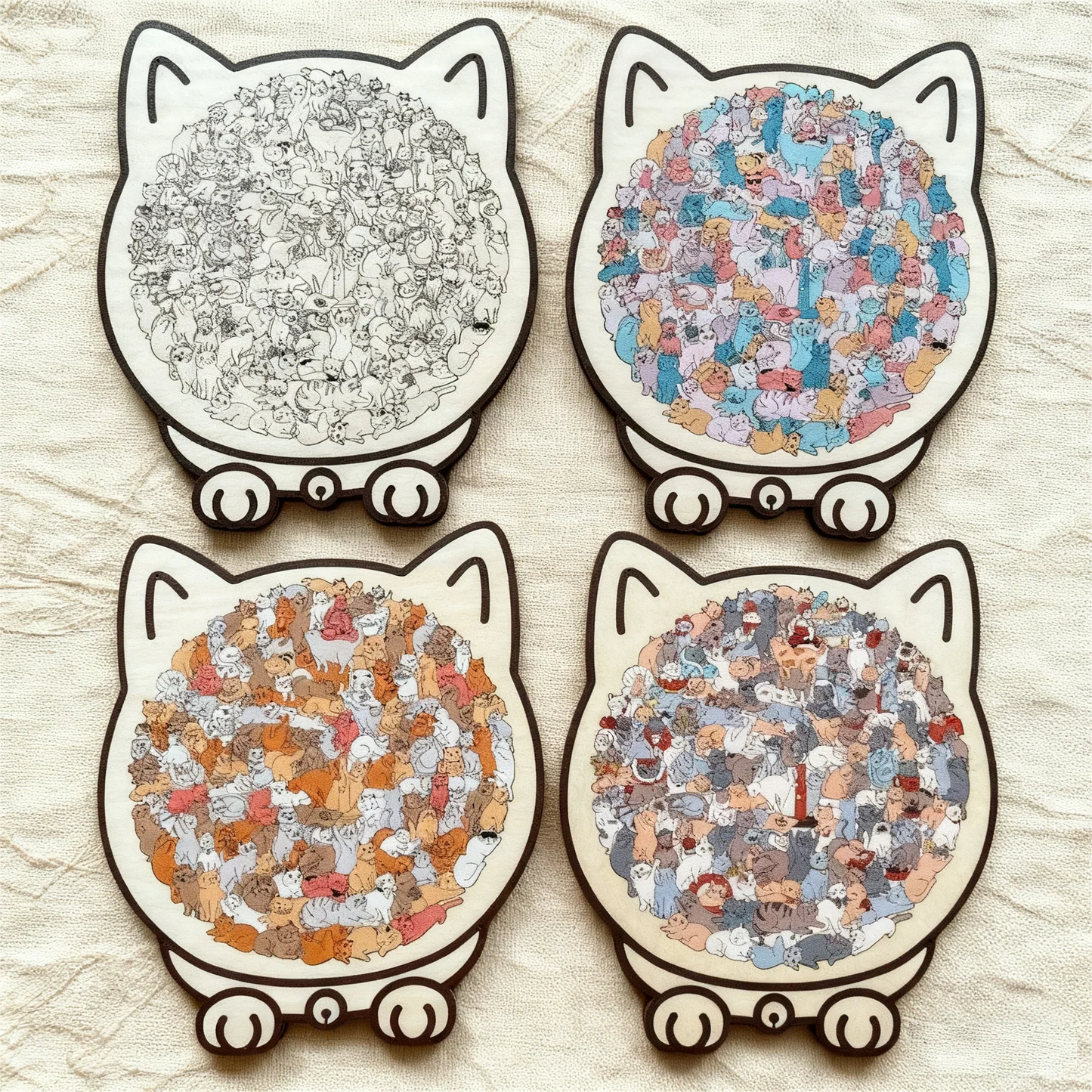🎁Promoção de Natal 49% DE DESCONTO🎅Quebra-cabeça de madeira em forma de gato com 135 peças nas cores Morandi
