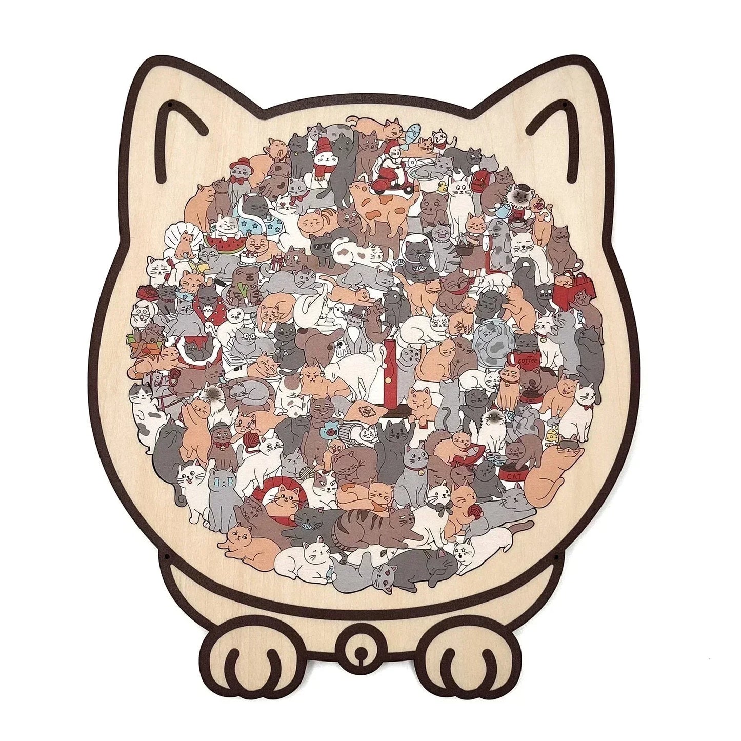 🎁Promoção de Natal 49% DE DESCONTO🎅Quebra-cabeça de madeira em forma de gato com 135 peças nas cores Morandi