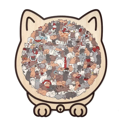 🎁Promoção de Natal 49% DE DESCONTO🎅Quebra-cabeça de madeira em forma de gato com 135 peças nas cores Morandi