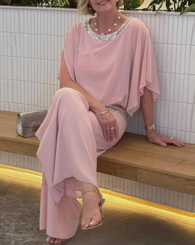 🌸Novo conjunto elegante de duas peças com glitter e cores bloqueadas