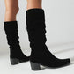 Fashionable Comfortable Knee-High Chunky Heel Boots
