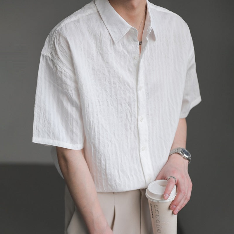 Men's Casual Button Down Textured Shirt