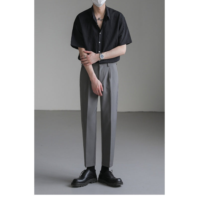 Men's Casual Button Down Textured Shirt