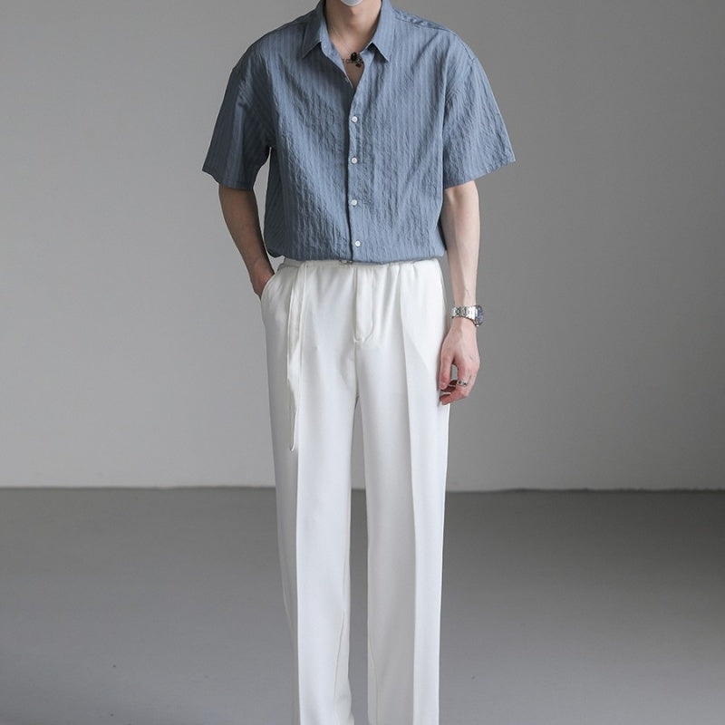 Men's Casual Button Down Textured Shirt