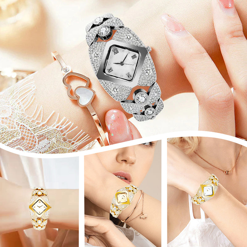 🔥50% de desconto ⌚Relógio de quartzo vintage feminino com strass cintilante💎