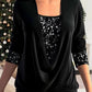 🎁Christmas discount 50% OFF🎄Sequin Loose Smocked Fake Two-Piece Top