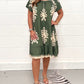 Vintage print round neck dress