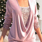 🎁Christmas discount 50% OFF🎄Sequin Loose Smocked Fake Two-Piece Top