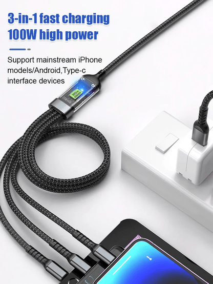 Buy 2 Get 10% Off-Transparent Luminous Super Fast Charging 3-in-1 Data Cable