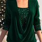 🎁Christmas discount 50% OFF🎄Sequin Loose Smocked Fake Two-Piece Top