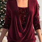🎁Christmas discount 50% OFF🎄Sequin Loose Smocked Fake Two-Piece Top