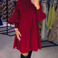 🥰HOT SALE 50% OFF🥰Women's Plus Size Lantern Sleeve Stand Collar Dress