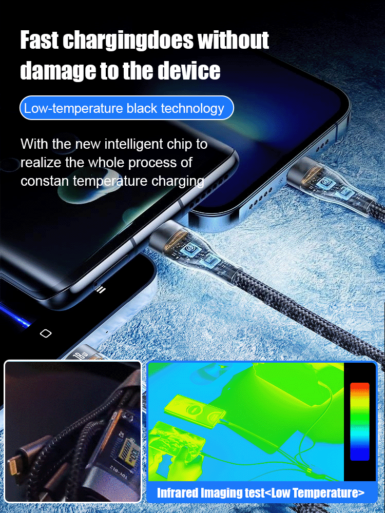 Buy 2 Get 10% Off-Transparent Luminous Super Fast Charging 3-in-1 Data Cable