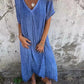 💕What should I wear tomorrow?💕Women's Loose V-neck cotton linen dress