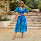 🔥Limited Time 50% OFF🔥Elegant waist V-neck Floral Printed Dress