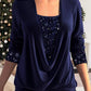 🎁Christmas discount 50% OFF🎄Sequin Loose Smocked Fake Two-Piece Top