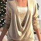 🎁Christmas discount 50% OFF🎄Sequin Loose Smocked Fake Two-Piece Top
