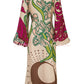 Tracey Linen Blend Unique Print Balloon Sleeve Tie-up Tunic Maxi Dress