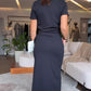 Women's V-Neck Top and Skirt Set