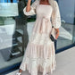 💖Limited Sale 50% OFF💖Women’s Trendy Patchwork Tie Waist Square Neck Long Dress