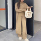 Knitted Slit Top ＆ Long Pants 2-Piece Set