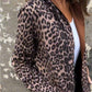 Women's Hooded Leopard Print Open-Front Trench Coat
