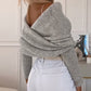 Women's Open Shoulder Solid Knit Sweater