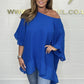 Loose Pleated Off Shoulder Blouses for Women
