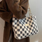 🎁Women's Fashion Plush Plaid Shoulder Tote Bag