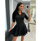 Women's Flare Hem Long Sleeve A Line Dresses