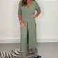 Women's Loose Split Long Top and Pants 2-Piece Set