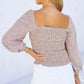 Women's Floral Print Square Neck Long Sleeve Top