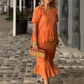 🌸Spring Specials💐 Women's Pleated Tiered Round Neck Solid Dress