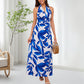 Women's Boho Floral Strap V Neck Halter Dress