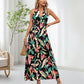 Women's Boho Floral Strap V Neck Halter Dress