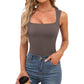 Women's Square Neck Sleeveless Double-Layer Tank Top