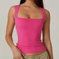 Women's Square Neck Sleeveless Double-Layer Tank Top