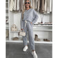 Solid Color Round Neck Top & Loose Pants 2-PCS