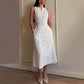 Women’s Elegant Sleeveless Button-Front Tie Waist Dress