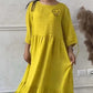 Women’s Elegant Round Neck Pleated Long Dress