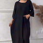 Women's Solid Color Loose Round Neck Midi Dress