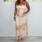 Spaghetti Strap Mesh Floral Maxi Dres