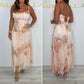 Spaghetti Strap Mesh Floral Maxi Dres