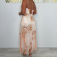 Spaghetti Strap Mesh Floral Maxi Dres